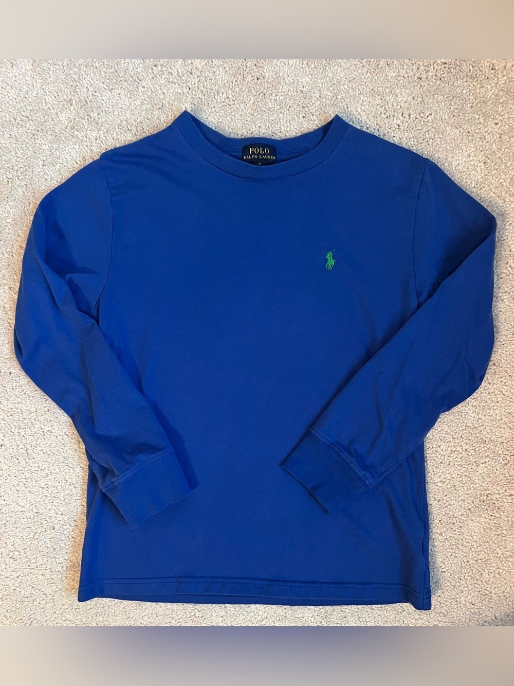Polo by Ralph Lauren Boys Royal Blue Long Sleeve Tee with Green Pony